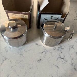 Stainless Steel Sugar Bowl and Creamer Set